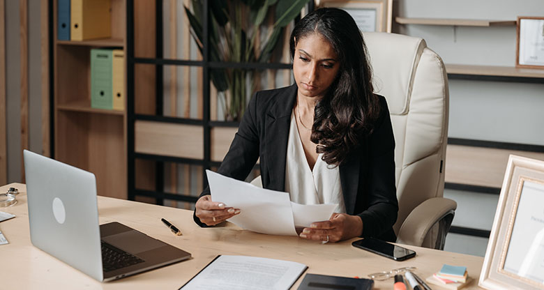 woman sitting at a desk