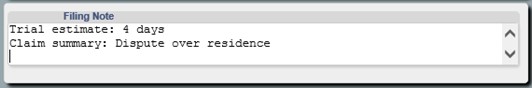 Add notes in the Filing Note field